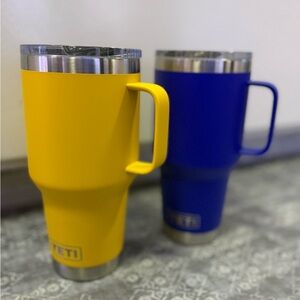 YETI set of Yellow and Blue large Mugs
